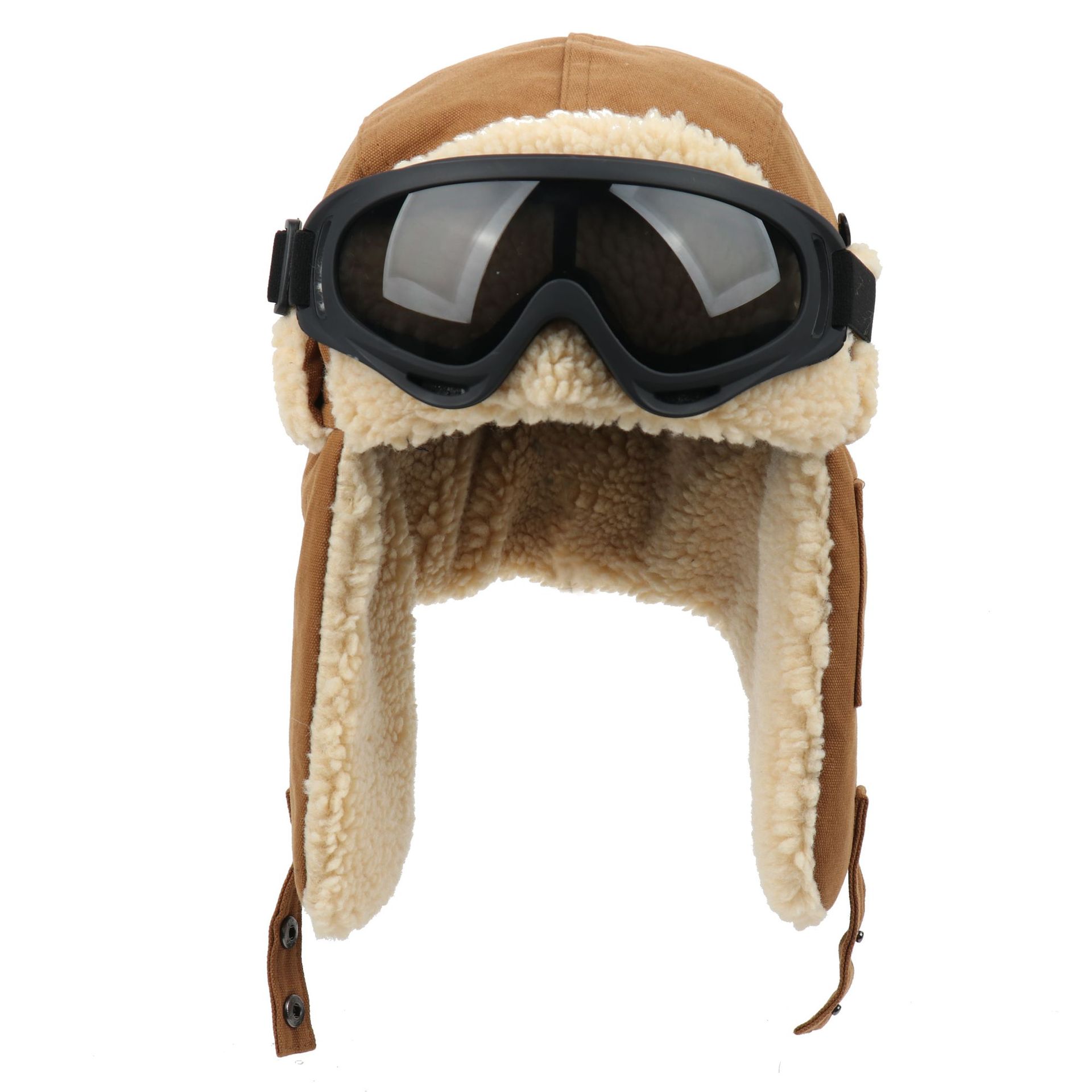 Gorro de aviador con mascarillas para niños y adultos, gorro impermeable de piloto, protección para las orejas, pasamontañas, de invierno,: Brown 1 Glasses