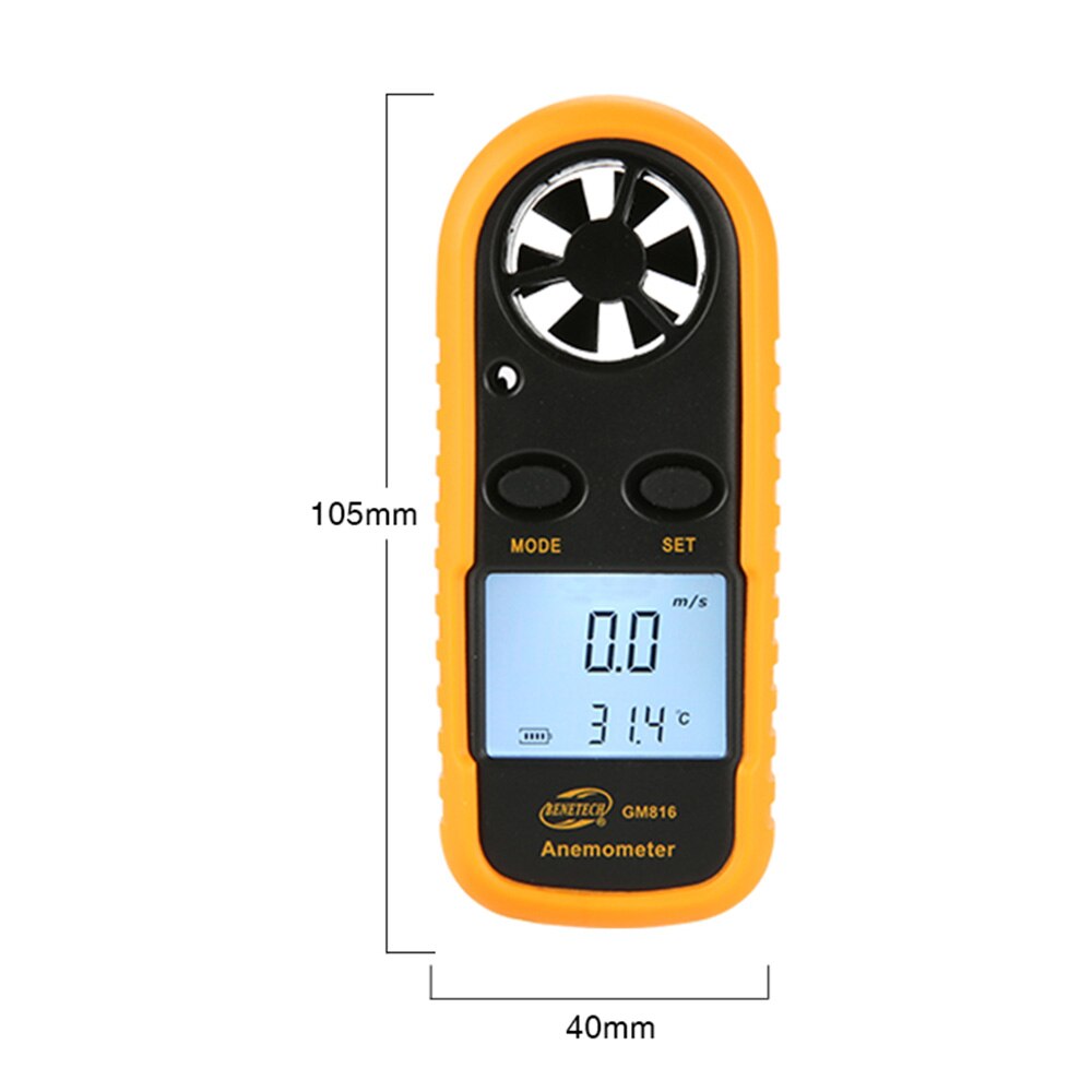 Draagbare Anemometer Anemometro Thermomete Wind Gauge Meter GM816 30 M/s Lcd Digitale Hand-Held Anemometer Meet Tool