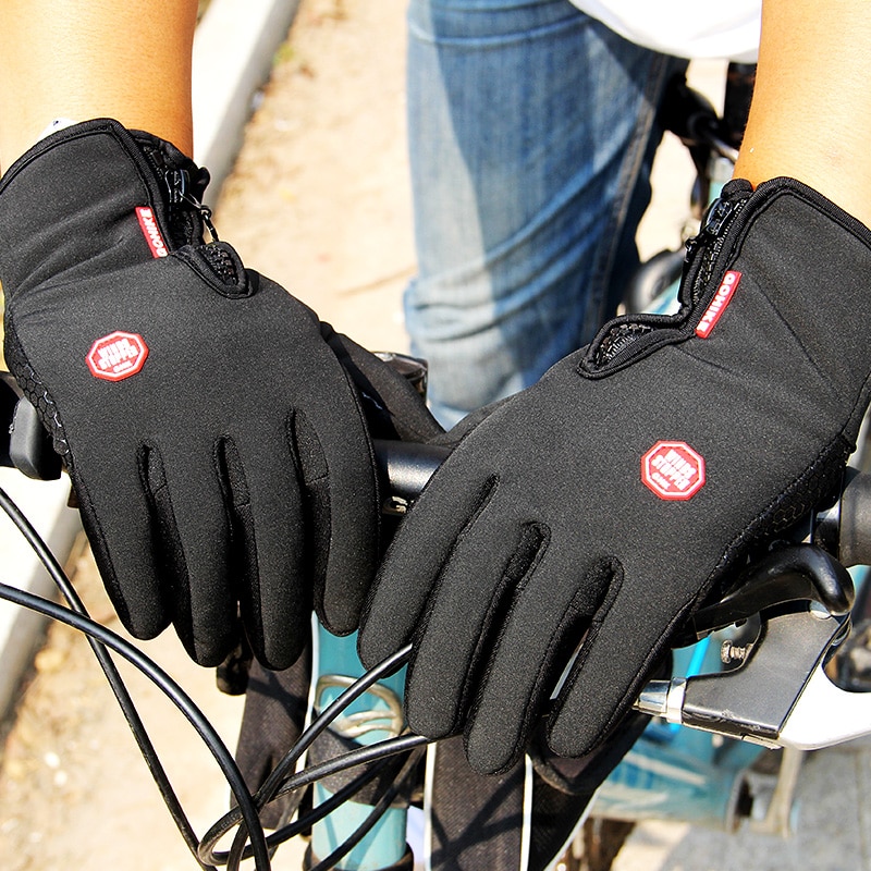 Vinter herre kvinder cykelhandsker - slip motorcykel vindtæt cykelhandsker - chok fuld finger mountainbike handsker