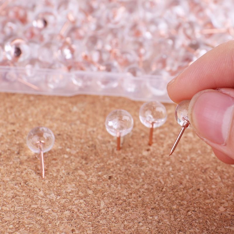 100pcs Rose Gold Pushpins Thumb Thumbtack Board Round Ball Drawing Wall Studs