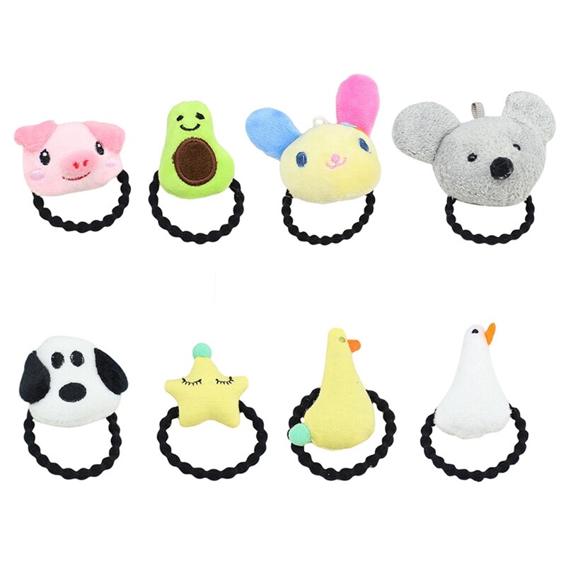 Coletero grande de dibujos animados en 3D para mujer y niña, juguete de felpa de animales, junta de bambú, banda de goma, soporte decorativo para fotos