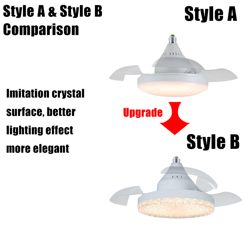 Ceiling Fan Light Retractable Blades Fans Crystal Lampshade APP and Remote Control Fans Light Modern and Simple Bedroom Lighting