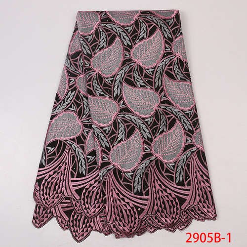 Afrikansk blonderstoff blondere siste tørre blondere brodert bomullsblonder med rhinestones til kvinner  ks2905b-1