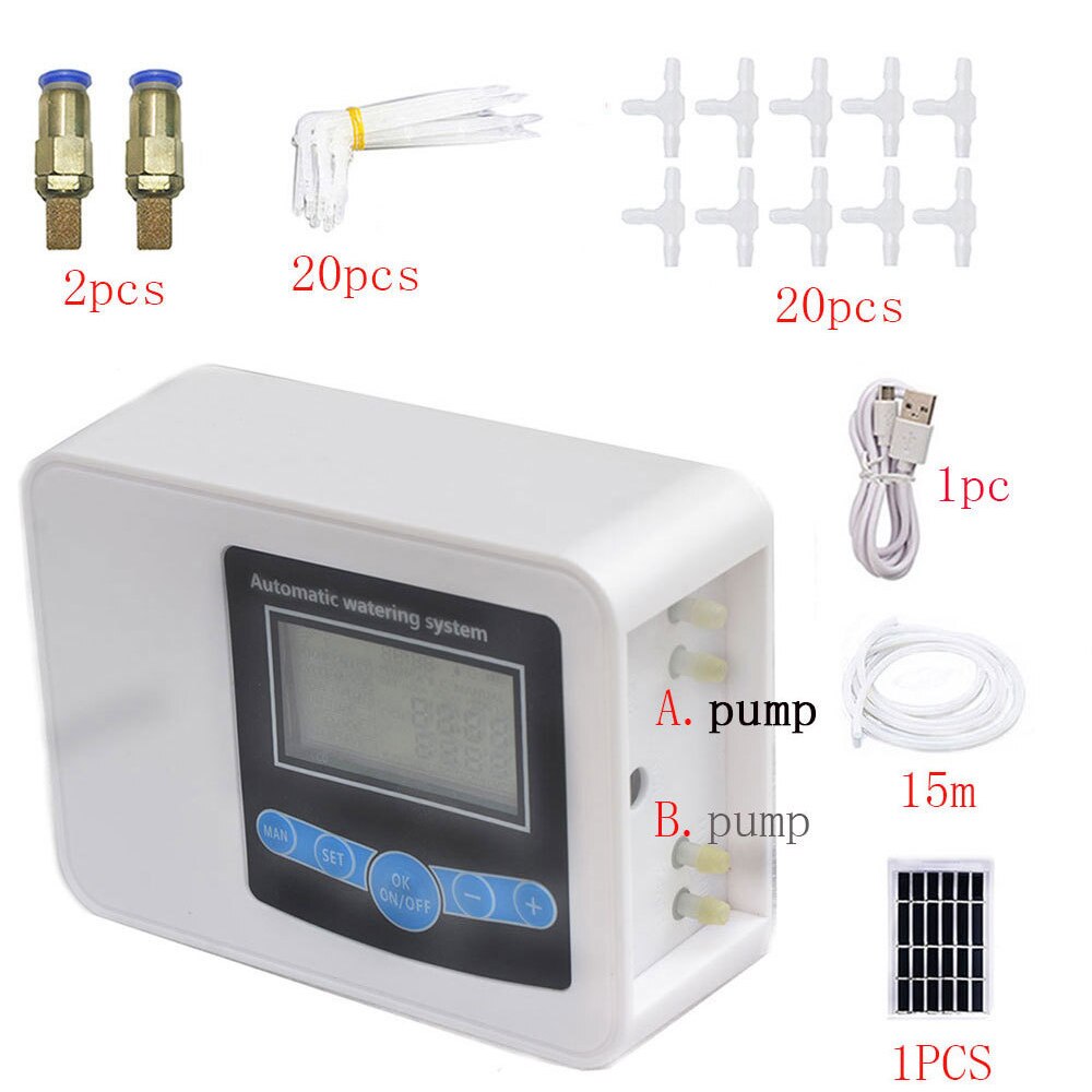 Solar Double Pump Watering Device Watering Timer Automatic Irrigation Water Timer Outdoor Garden Watering Timer Controller Tool: Type 4