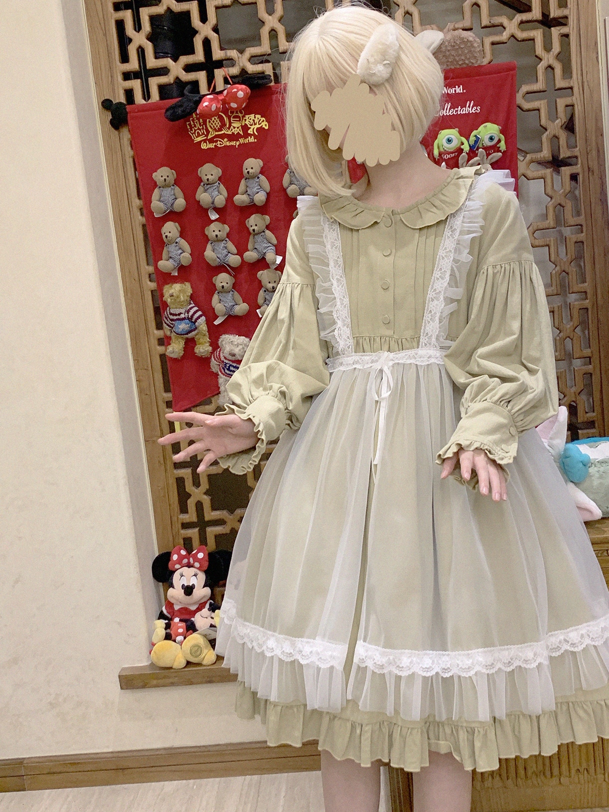 Delantal de lolita para chica, blusa de malla, falda victoriana, suelta, gótica, lolita