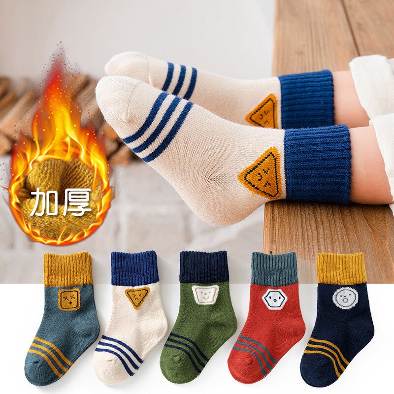 5 Paren/partij Kinderen Sokken Herfst En Winter Dikke Pluizige Badstof Sokken Cartoon Jongens Meisjes Houden Warme Sokken Voor 1-12 Jaar: F / 5-8 Years
