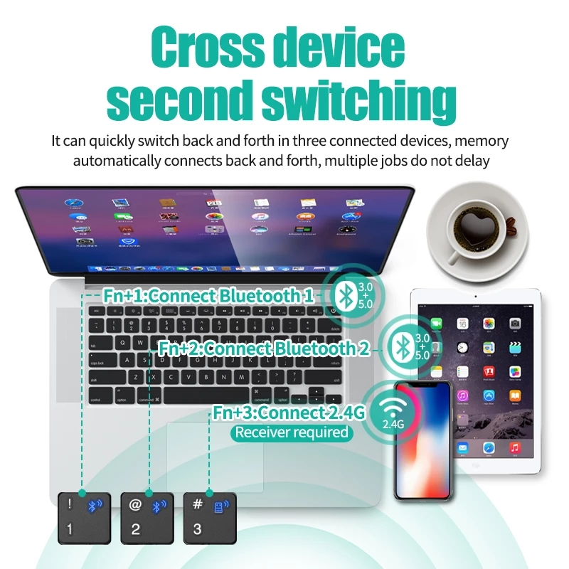 Bezprzewodowa klawiatura Bluetooth 2.4G z funkcją ładowania Mysz USB 78 klawiszy Przenośna klawiatura i mysz optyczna do laptopa PC