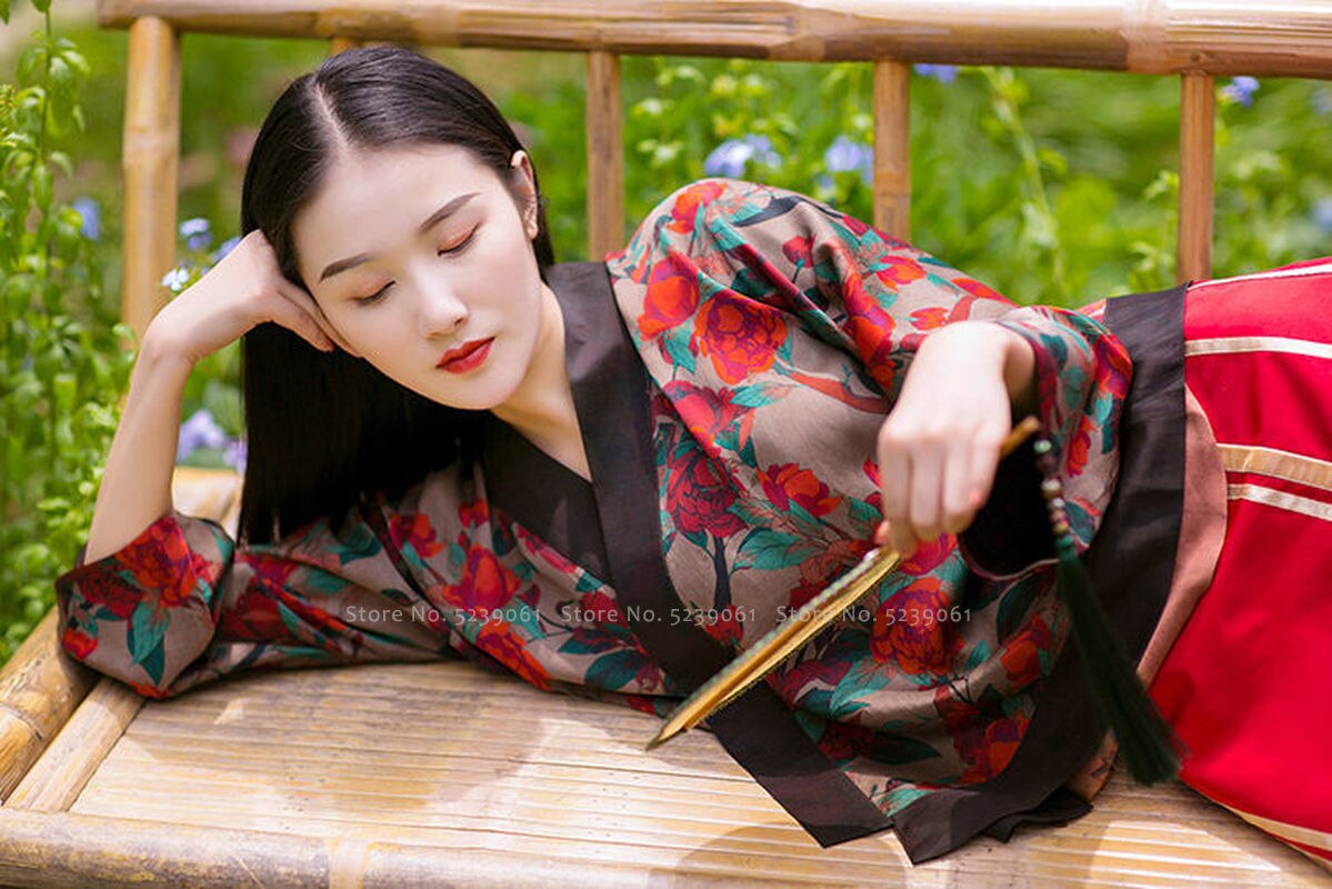 Cardigan de Style chinois rétro Hanfu imprimé, manteau traditionnel