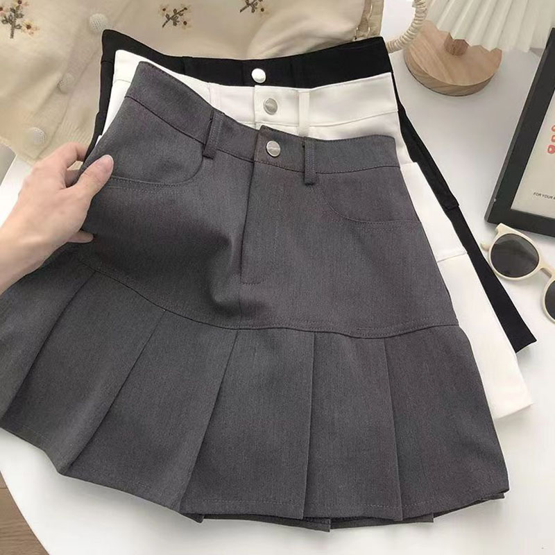 Y2K Vintage Hoge Taille Plooirok Vrouwen College Stijl Uniformen Veiligheidsbroek Mini Rokken Vrouw Koreaanse Straat Slanke A-lijn Rok
