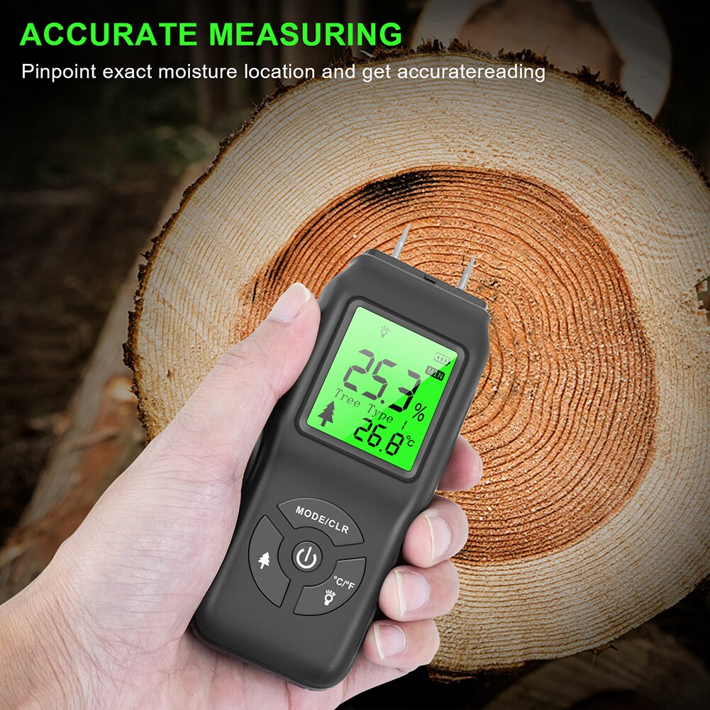 Handheld Wood Moisture Meter Digital LCD Display Paper Humidity Tester Quick Moisture Sensor for Firewood Furniture Garden Tool