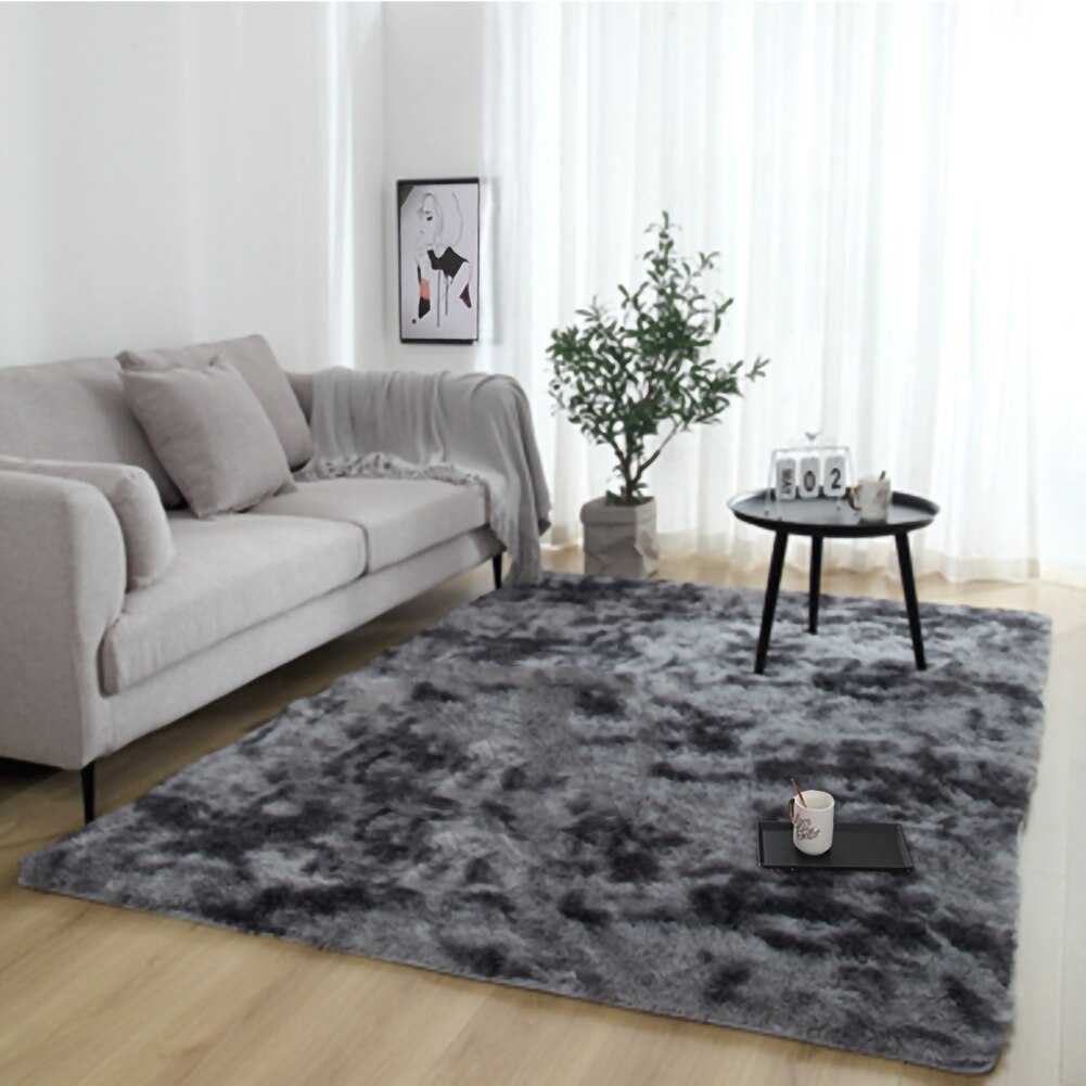 Dik Tapijt Voor Woonkamer Pluche Tapijt Kinderen Bed Kamer Fluffy Floor Tapijten Venster Nachtkastje Thuis Decor Tapijten Zachte Fluwelen mat: Dark gray