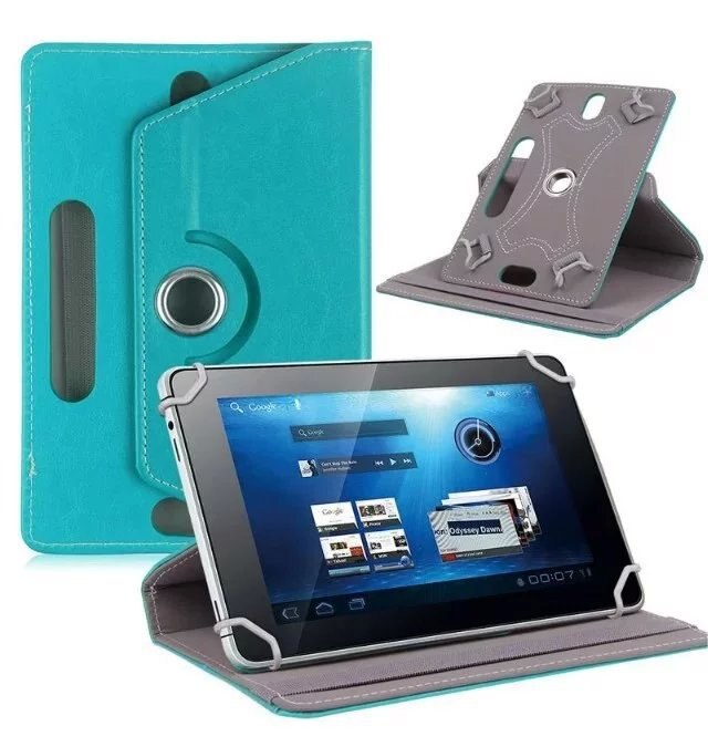 Universal 10.1" Tablet Case - PU Leather Folio Cover - Shockproof, Anti-Dust, Business Style: Sky blue