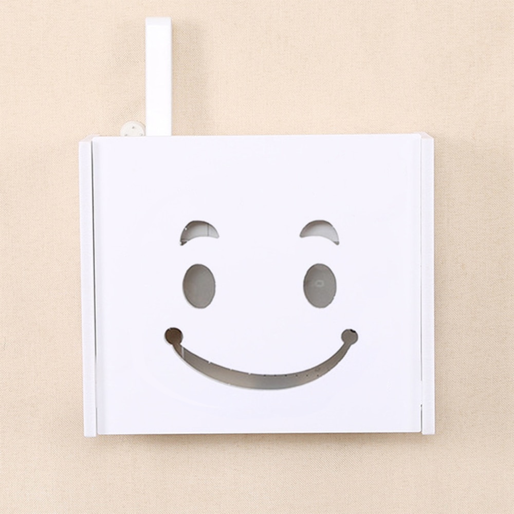 Wireless Wifi Router Lagerung Box PVC panel Regal Wand Hängen Stecker Bord Halterung Kabel Wand Regal Lagerung Organizer Wohnkultur: 24x20x8.5cm / smile