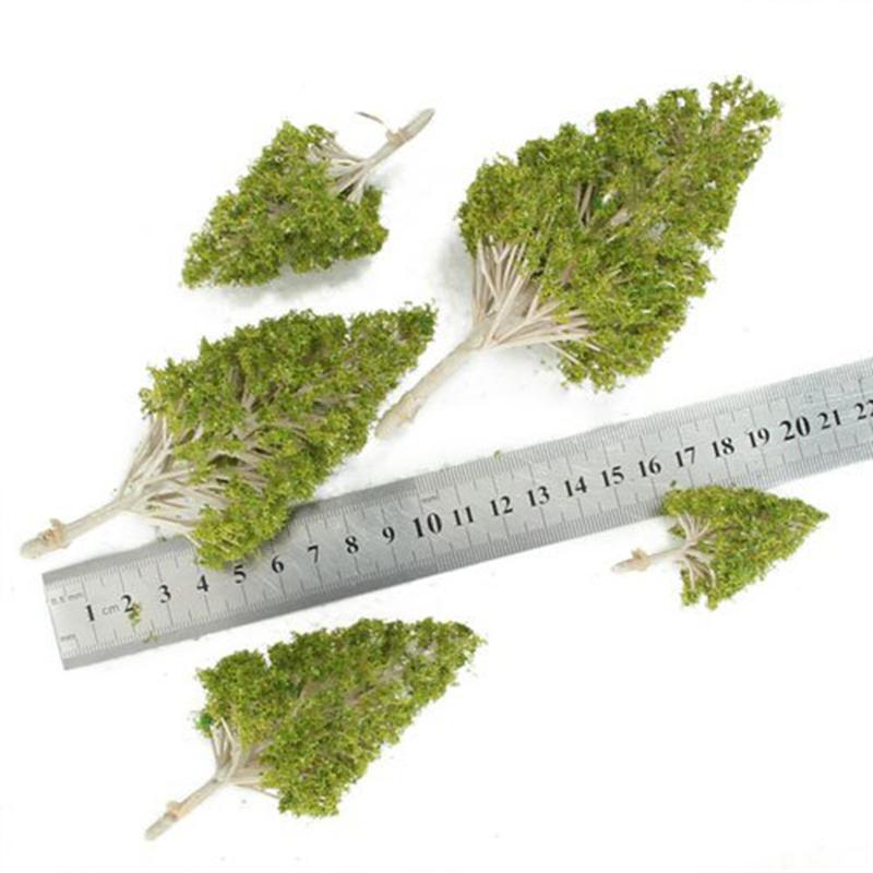 5pcs Novelty Mini Decor White Poplar Model Trees DIY Mininatures For Mini Garden (Light Green Leaves)