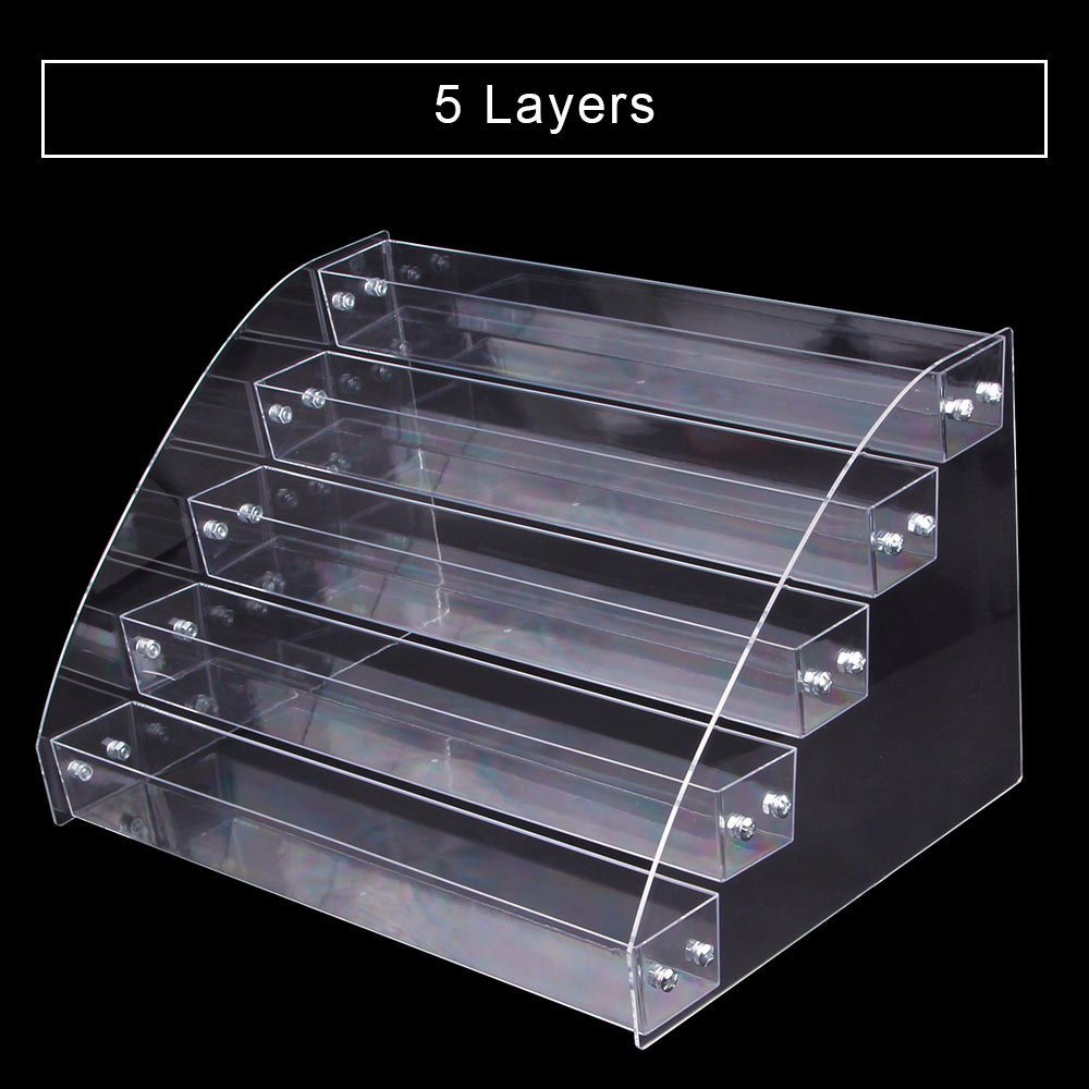 1 to 7 nivåer nagellacksställ akryl displayhållare bordsskiva display stativ plastlåda läppstift organisatör förvaringsfodral smink: 5 lager