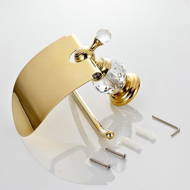 Luksus krystal messing guld papir kasse rulle toilet toilet guld papir holder tissuekasse badeværelse tilbehør bad hardware  lb8210