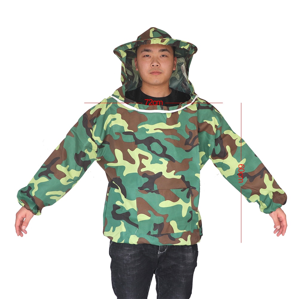 1 Pcs Beekeeper Jacket Suit Beekeeping Protective Clothing Anti-bee Hooded Veil Bee Feeding Supplies: ArmyGreen