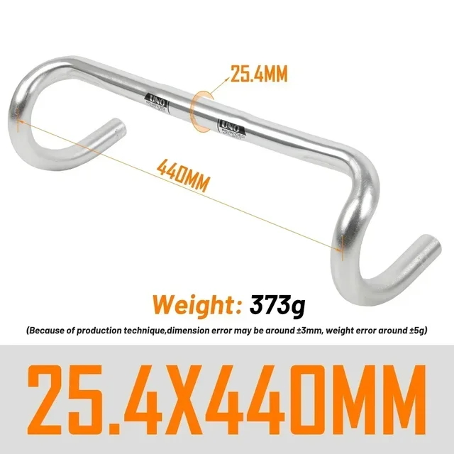 Manillar de bicicleta de carretera de carreras ultraligero UNO, barra doblada de 25,4/31,8 MM 360/380/400/420/440/460MM 6061, manillar de vástago de aleación de aluminio: Gris oscuro