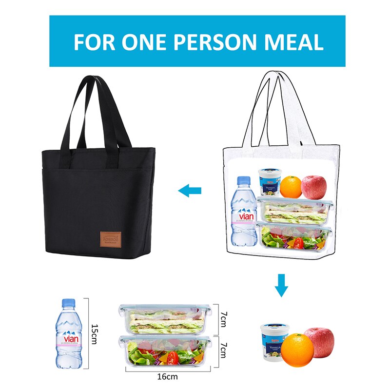 Aosbos Canvas Insulated Lunch Bags Women Thermal Cooler Bag Students Leisure Picnic Bag Tote loncheras termicas para mujer