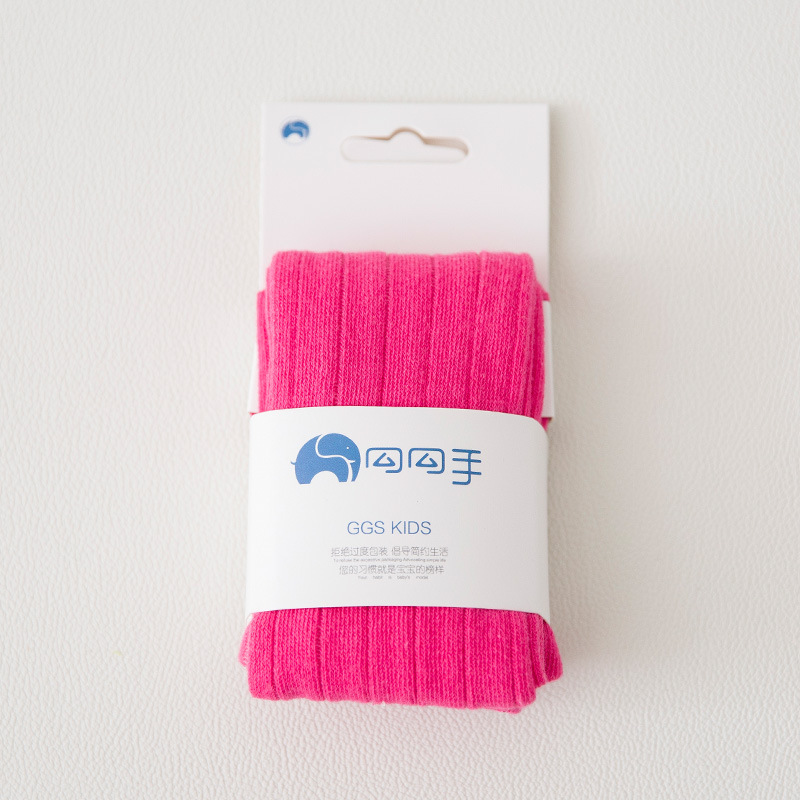 Collants à rayures larges en coton pour filles, en tricot pour enfants, serré, couleur Pure, hiver: Roseo red / XS