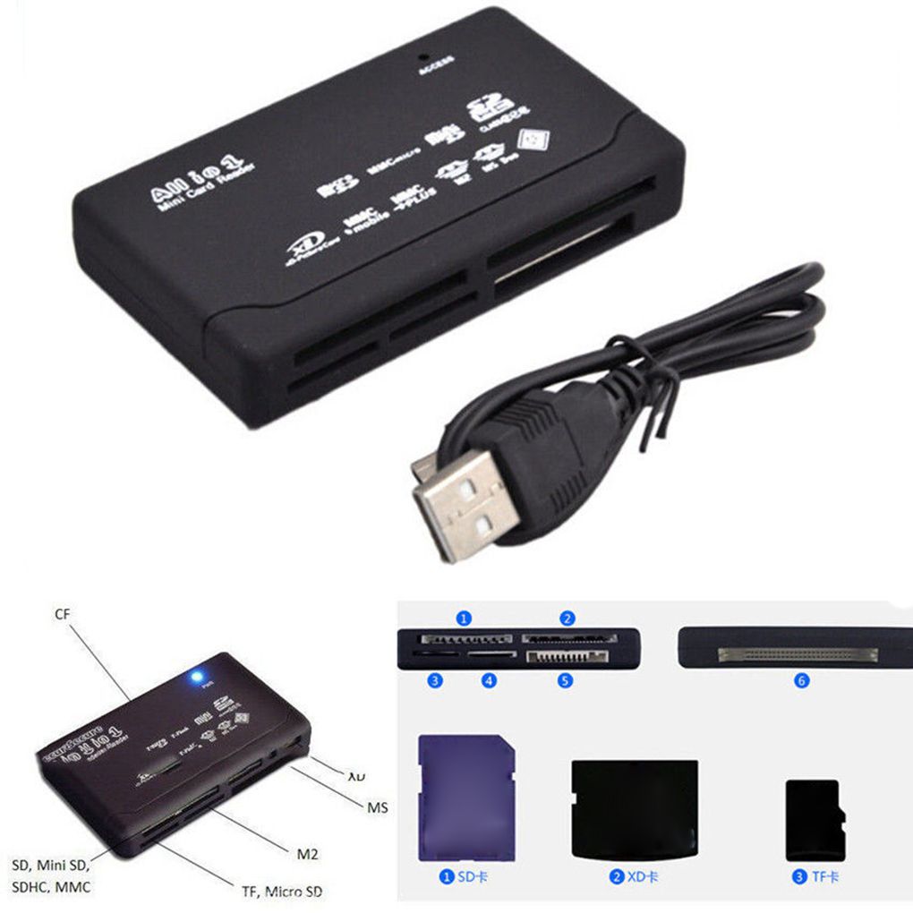 Mini minneskortläsare allt i ett kortläsare usb 2.0 480 mbps kortläsare tf ms  m2 xd cf micro sd kortläsare