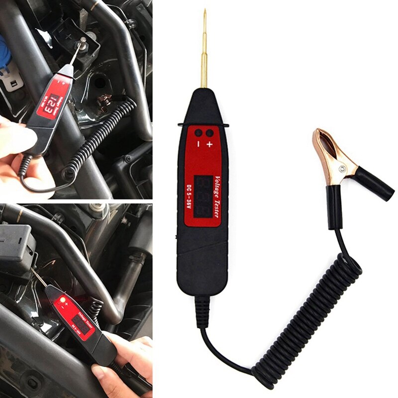 Bolígrafo Digital de prueba de voltaje para coche, Detector de lápiz con luz Led, herramienta de diagnóstico de coche, Universal, Lcd, 5-36V