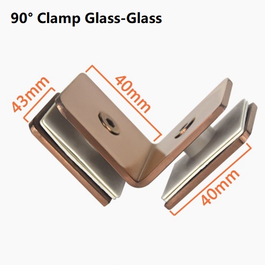 Rose Gold Dusche Installation Bausätze Dusche Glas Klemme Halterung Glas Türgriff Scharnier Gehäbenutzen Glas Tafel Unterstützung Bar: 90 Grad Klemme 1