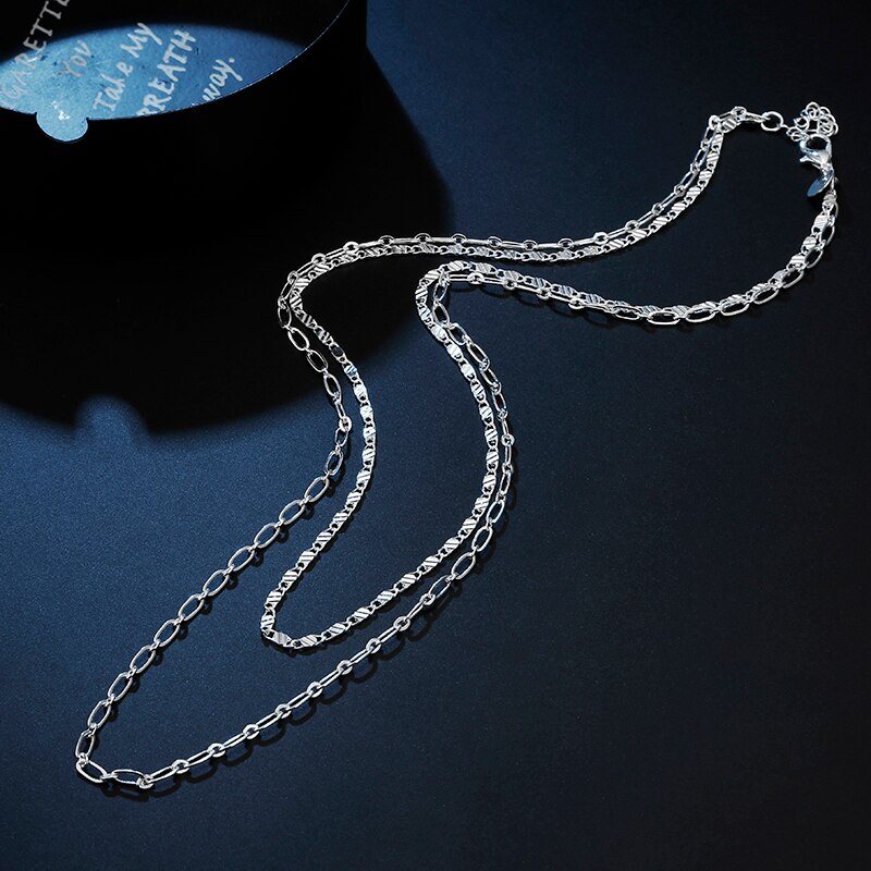 charms 925 sterling silver fine double 2 chain necklace for women party Wedding luxury jewelry