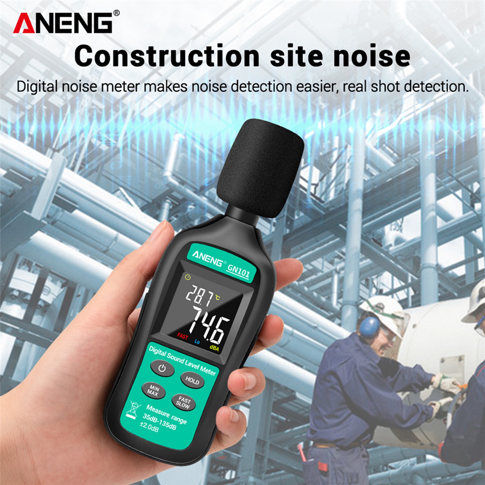 Aneng GN101 Digital Sound Level Noise Meter Meting 35-135db Decibel Detector Audio Tester Mini Sound Meter Sonometros