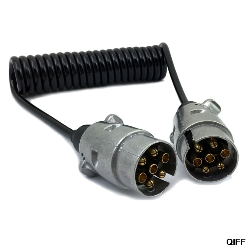 7 pin metall trailer pluggar w / lockigt förlängningskabel ledningen 1.5m hane till hane 12v trailer belysning ombord husvagn kan 06