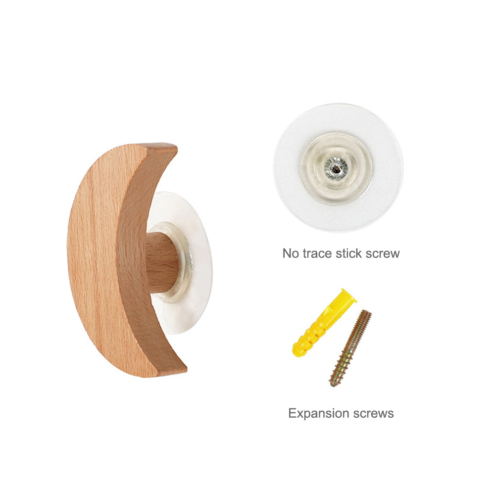 Ganchos decorativos para habitación de niños, colgador de pared de madera, llave de estrella, perchero moderno para colgar bolsas: Moon
