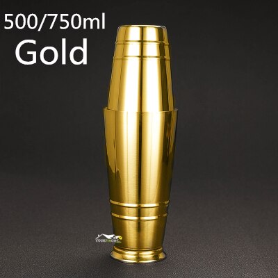 500/700Ml Rvs Cocktail Boston Bar Shaker Bar Gereedschap Accessoire Bar: Gold