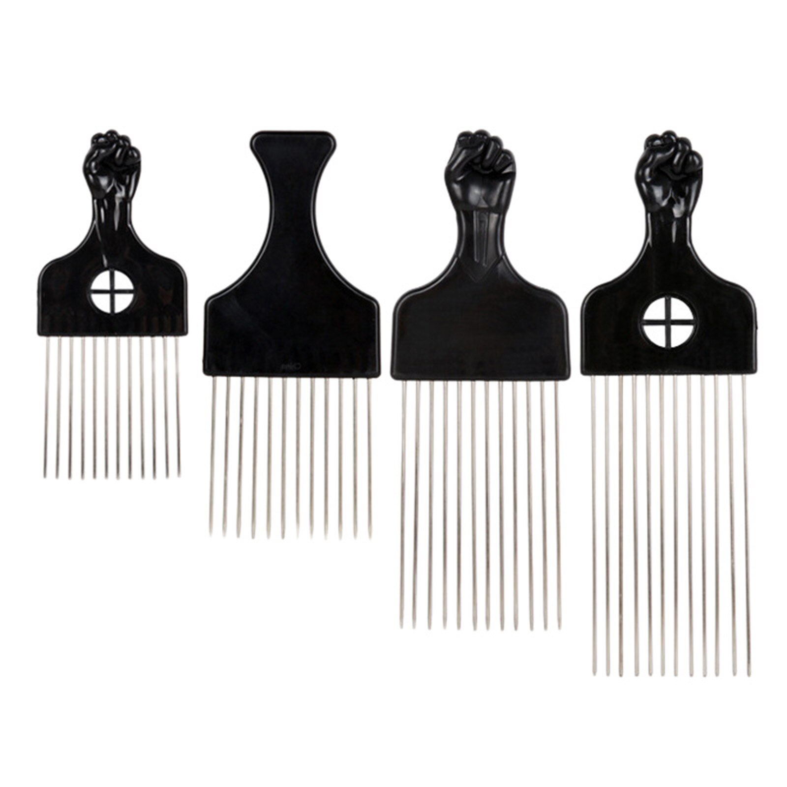 Peine Afro Americano para peluquería, herramienta para desenredar la peluca, estilismo del cabello para uso doméstico, peines de Metal negro para pelo de selección Afroamericana