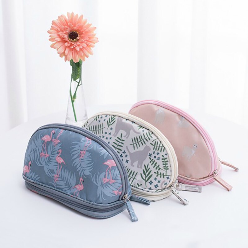 FUDEAM Oxford Multifunction Women Travel Storage Cosmetic Bag Toiletry Organize Semicircle Make Up Bag Eyebrow Pencil Pouch Bag