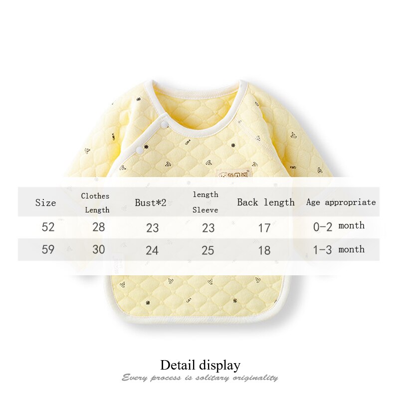 Efterårstøj nyfødt baby dreng undertøj fortykning hold varmen 8 måneder spædbarn pige klip bomuld snøreknap enkelt top