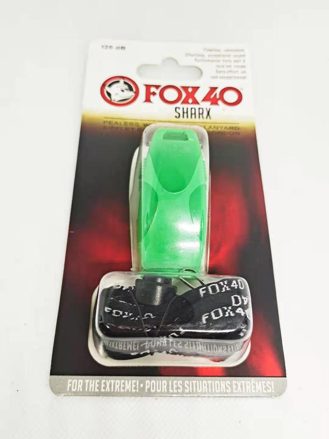 Colorato Fox 40 SHARX Fischietti Con La Cordicella In Nero Imballaggio Della Bolla: green