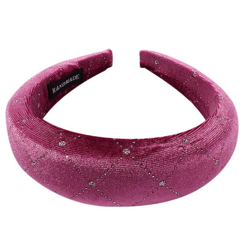 Candy Color Padded Wide Sponge Headband Glitter Velvet Hair Hoop Party Stretchy Thick Hairband Ladies Bezel Headpiece: 6