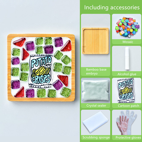 1Set Glas Mozaïek Tegels Voor Diy Handgemaakte Hobby Bamboe Coaster Handgemaakte Voor Kinderen Puzzel Mozaïek Materiaal: 7