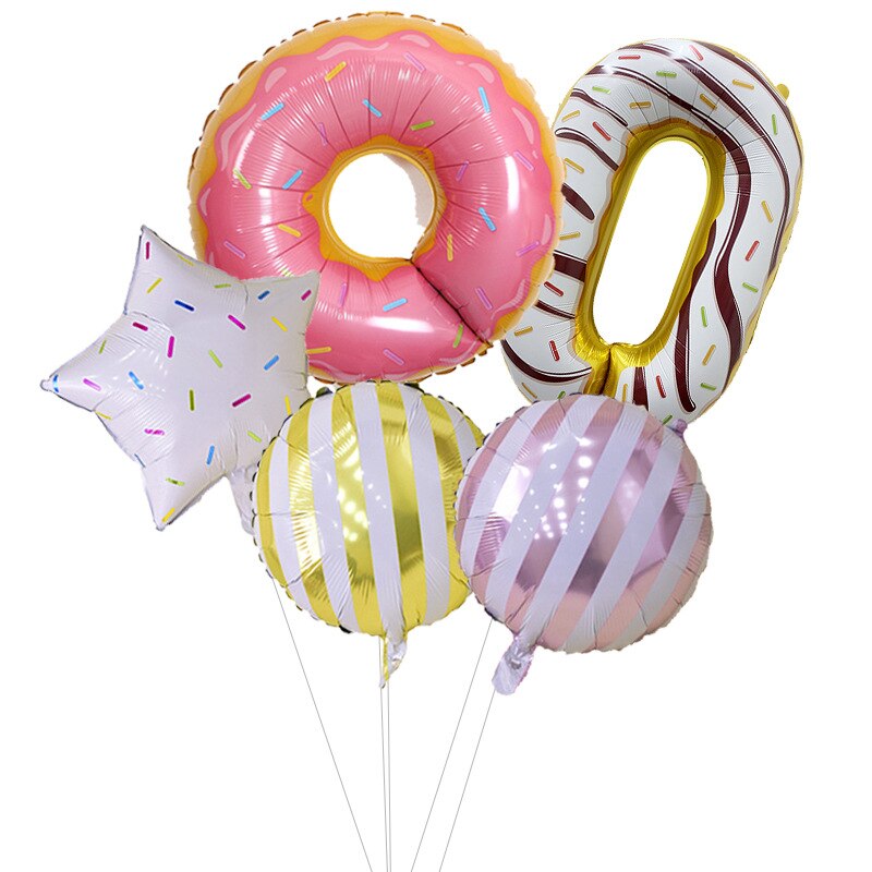 Cartoon Color Dessert Circle Aluminum Film Birthday Decorative Balloon Digital Air Balloon Set Party Decorative Birthday Balloon: 11