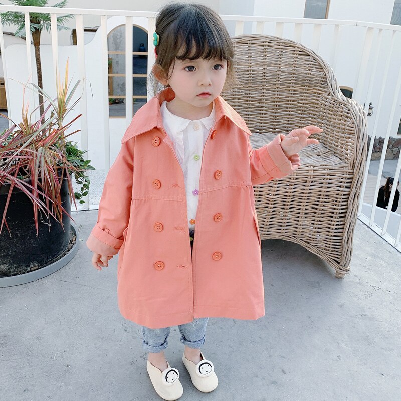 Meisjes Trenchcoat Baby Kids Lente Herfst Winddicht Jas Kinderen Dubbele Borst Knop Windjack 1-8T meisje Uitloper