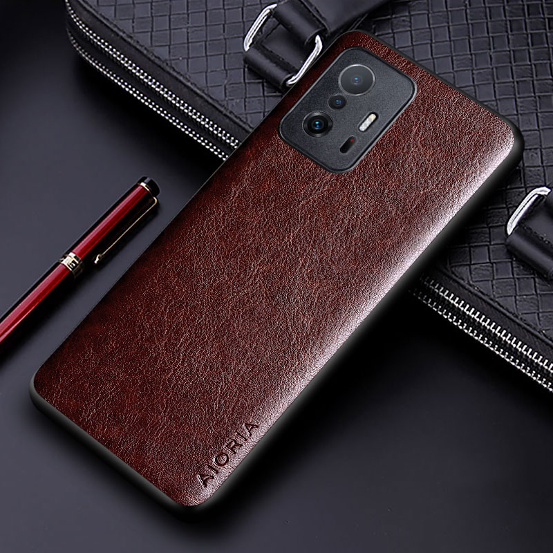 Luksusowe etui ze skóry PU dla Xiaomi Mi 11T zawodowiec 5G z biznesowym pokrowcem na telefon w jednolitym kolorze dla Xiaomi mi 11t zawodowiec etui funda: ABS / Kawy