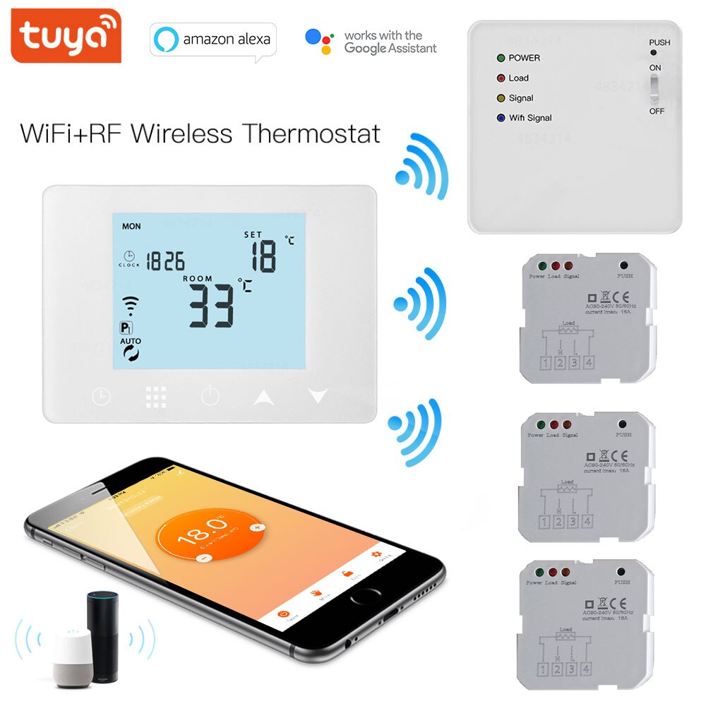 Wireless WIFI & RF Module 16A Receiver. Programmable Thermostat for ,Electric Heating Thermostat Water Floor Heating,