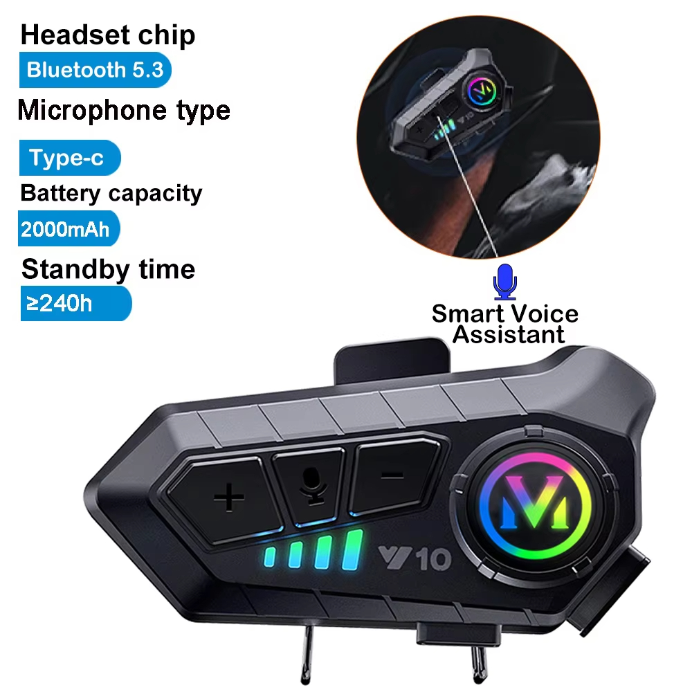 Bluetooth 5.3 Headset Draadloze Helm 2000Mah Ultra Lange Standby Handsfree Waterdichte Mp3-speler Luidspreker Motorfiets Telefoon Kit