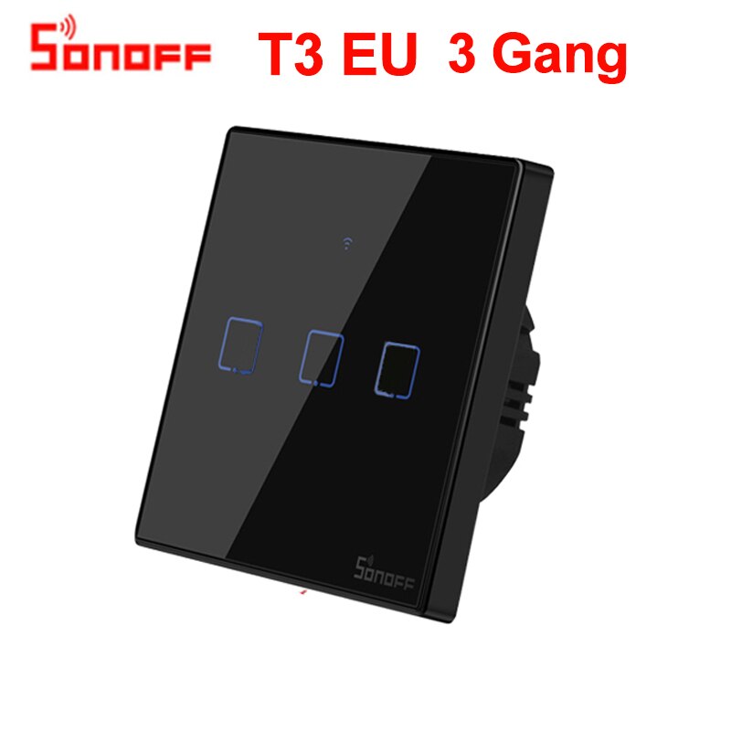 Sonoff tx  t0 t2 t3 eu smart switch wifi touch væglampe smart home fjernbetjening trådløs timerkontakt via ewelink app: Sonoff  t3 eu 3 bande
