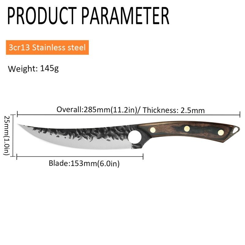 Kitchen Chef Knife Meat Cleaver Hunting Knife Forged Stainless Steel Knife Vegetables Slice Kitchen Boning Knife
