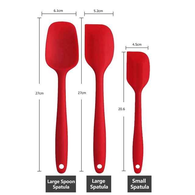 Silikon Kochen Spachtel Set Gebäck Kuchen Butter Cookie Schaber Pinsel Backen Mischen Werkzeuge Kithchen Utensilien Antihaft Spatel Set: 3pcs Spatula Set Red