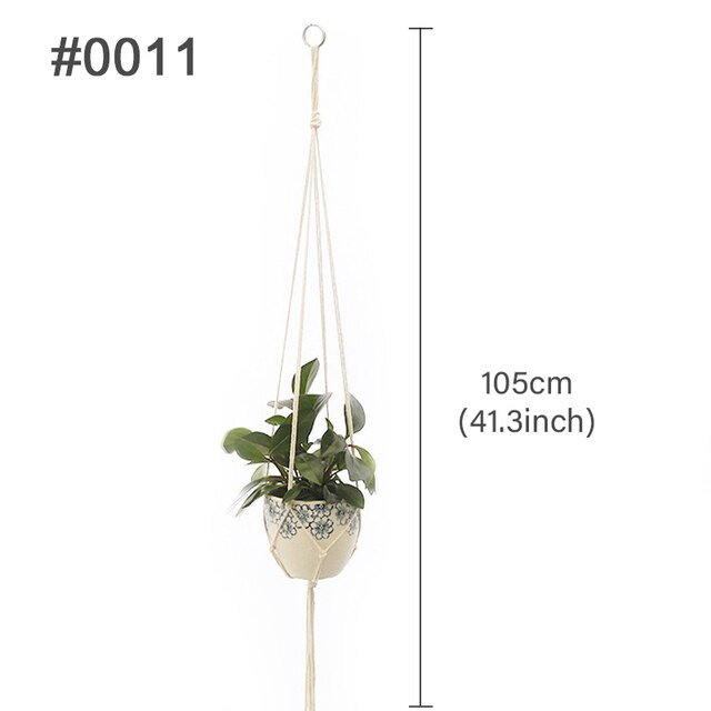 Colgador de macramé hecho a mano para plantas, maceta de flores, colgador para decoraciones de pared, Patio, jardín, cesta colgante: 7