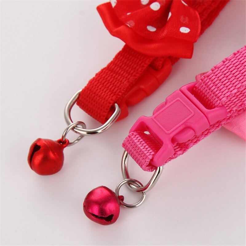 Mode Huisdier Halsbanden Verstelbare Hond Kat Halsbanden Lijnen Puppy Kitty Leuke Kawaii Strik Halsbanden Klokken Halsbanden Accessoires