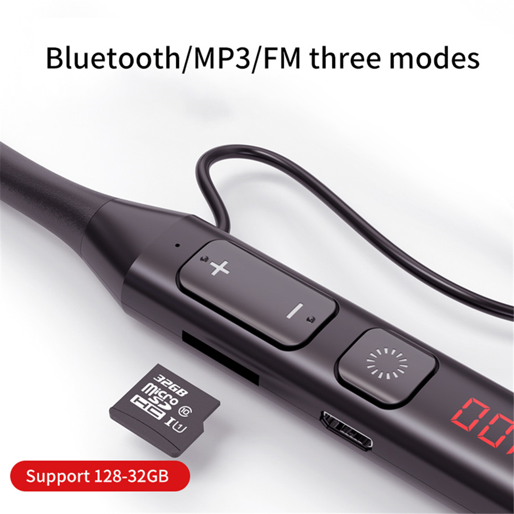 Słuchawki bezprzewodowe Bluetooth 5.0 Słuchawki HiFi Stereo Wiszące na szyję Sportowe zestawy słuchawkowe Obsługa kart Bluetooth TF Odtwarzanie dźwięku FM