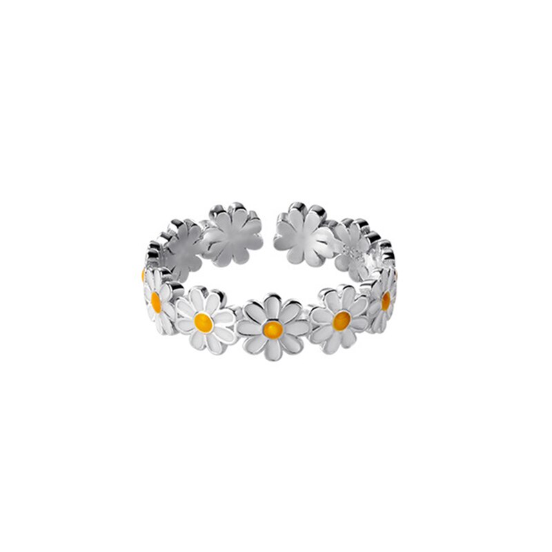 925 stapelbare ringe aus sterlingsilber mit gänseblümchenmotiv, emailliert, weiß-gelb, fingerringe für frauen, mädchen und kinder, charmanter schmuck, ideal für dating-anlässe
